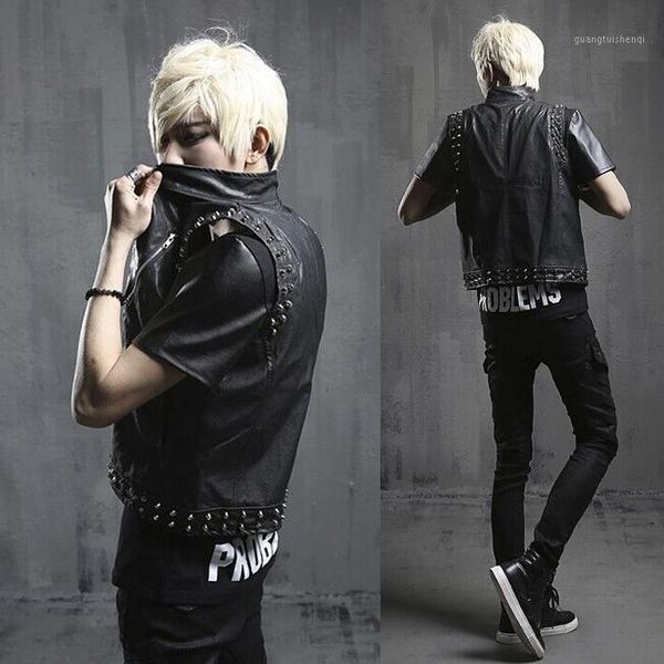 men's fur & faux 2021 fanshion casual jacket personalized pu teenage motorcycle vest sleeveless waistcoat outerwear singer costumes, Black
men's fur & faux 2021 fanshion casual jacket personalized pu teenage motorcycle vest sleeveless waistcoat outerwear singer costumes, Black