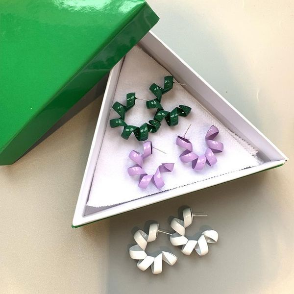 hoop & huggie coil spiral c earrings for women purple green white enamel minimalist summer jewelry wholesale items 2021, Golden;silver 
hoop & huggie coil spiral c earrings for women purple green white enamel minimalist summer jewelry wholesale items 2021, Golden;silver