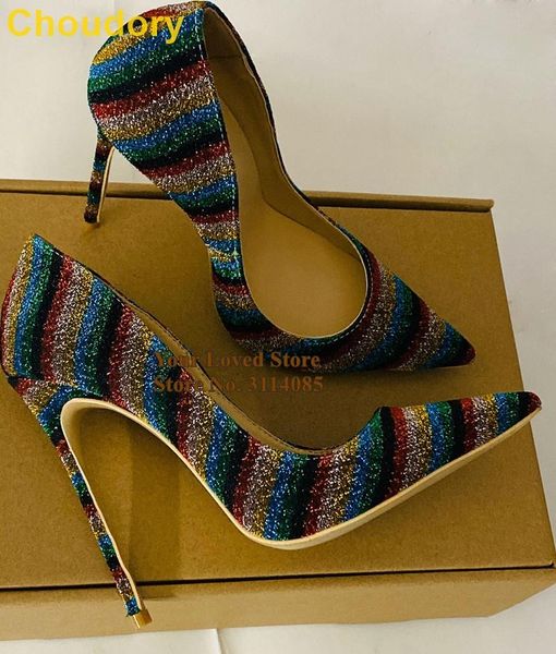 dress shoes choudory bling rainbow stripe sequined pumps 12 8cm stiletto high heel shallow pointed toe party size 45, Black
dress shoes choudory bling rainbow stripe sequined pumps 12 8cm stiletto high heel shallow pointed toe party size 45, Black