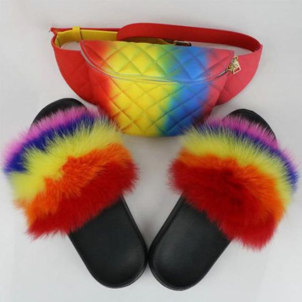 slippers women's sandals 2021 comfortable shoes and waist handbags fashion fur slides purse sets rainbow bags with furry, Black
slippers women's sandals 2021 comfortable shoes and waist handbags fashion fur slides purse sets rainbow bags with furry, Black