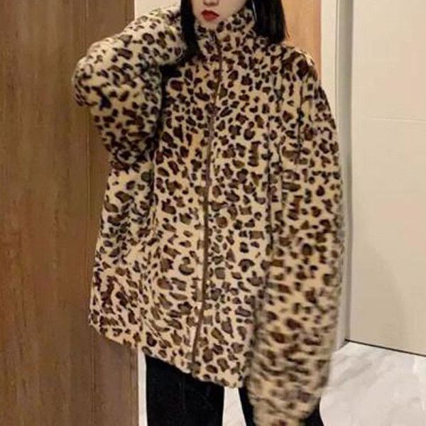 women's jackets winter korean students chic coat women hong kong style leopard loose villus female warm jacket zo1693, Black;brown
women's jackets winter korean students chic coat women hong kong style leopard loose villus female warm jacket zo1693, Black;brown