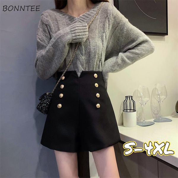 women's shorts women double-breasted casual high waist a-line wide leg black female bottoms golden buttons elegant office lady oversize, White;black
women's shorts women double-breasted casual high waist a-line wide leg black female bottoms golden buttons elegant office lady oversize, White;black