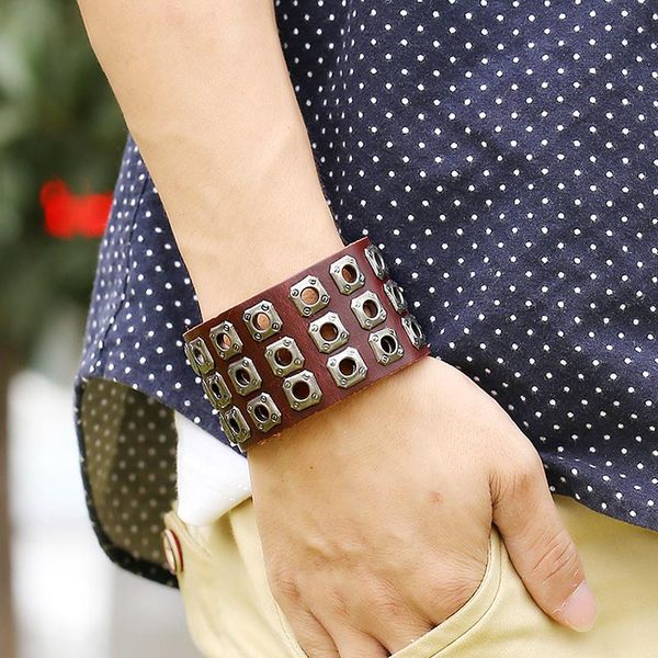 charm bracelets vintage men women punk style genuine leather bracelet wide cuff cowhide alloy button bangles wristband jewelry gifts, Golden;silver
charm bracelets vintage men women punk style genuine leather bracelet wide cuff cowhide alloy button bangles wristband jewelry gifts, Golden;silver