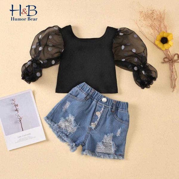 humor bear girls clothes set autumn spring long sleeve dot print mesh t shirt denim short outfits 2pcs toddler clothes x0902, White
humor bear girls clothes set autumn spring long sleeve dot print mesh t shirt denim short outfits 2pcs toddler clothes x0902, White