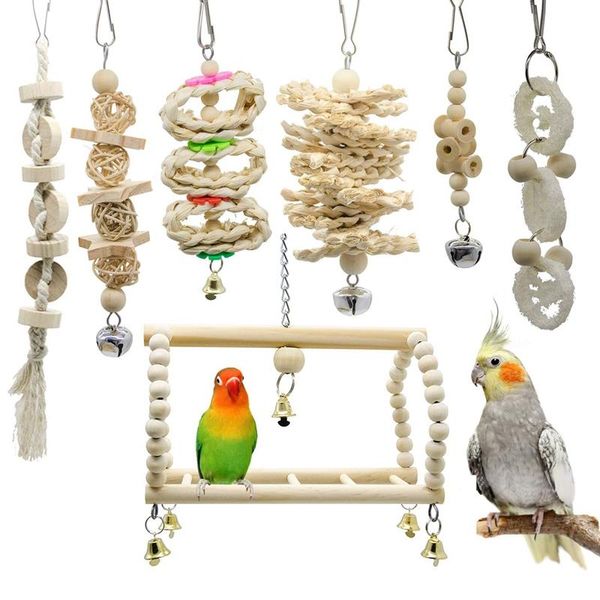 other bird supplies 7 packs parrot swing chewing toys- natural wood hanging bell cage toys suitable for small parakeets cockatiels conures
other bird supplies 7 packs parrot swing chewing toys- natural wood hanging bell cage toys suitable for small parakeets cockatiels conures