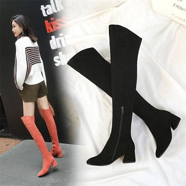 boots in heeled women's mid autumn and velvet high tube over the knee knight boots, thick heel shoes, Black
boots in heeled women's mid autumn and velvet high tube over the knee knight boots, thick heel shoes, Black