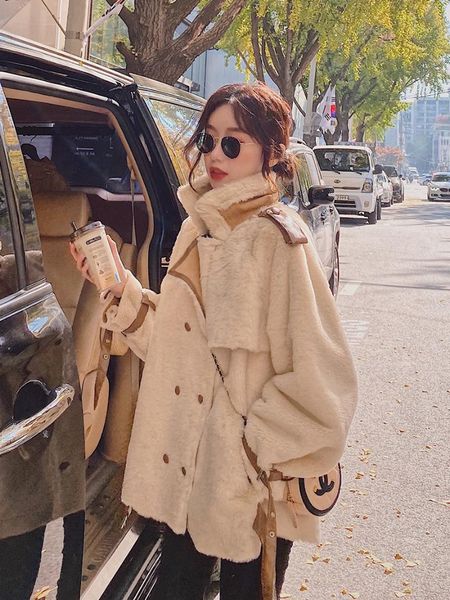 women's wool & blends 2021 winter large dress fat mm slim lamb plush coat korean loose fur, Black
women's wool & blends 2021 winter large dress fat mm slim lamb plush coat korean loose fur, Black