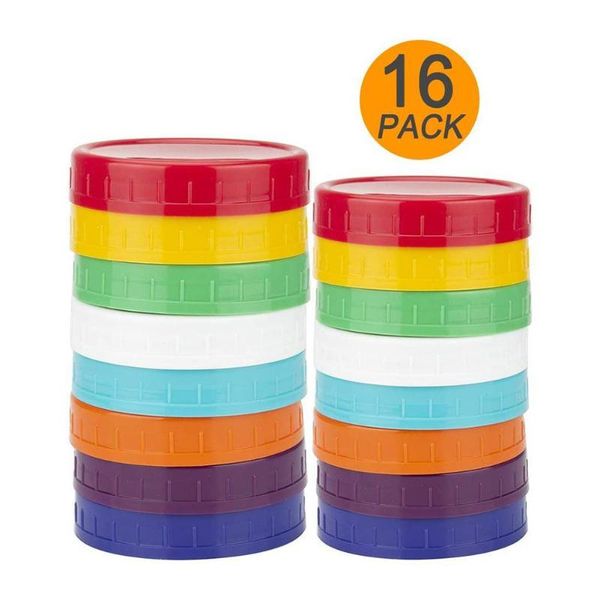 storage bottles & jars upgrated 16 pack plastic mason jar lids - colored caps 100% compatible with ball kerr wide regular
storage bottles & jars upgrated 16 pack plastic mason jar lids - colored caps 100% compatible with ball kerr wide regular