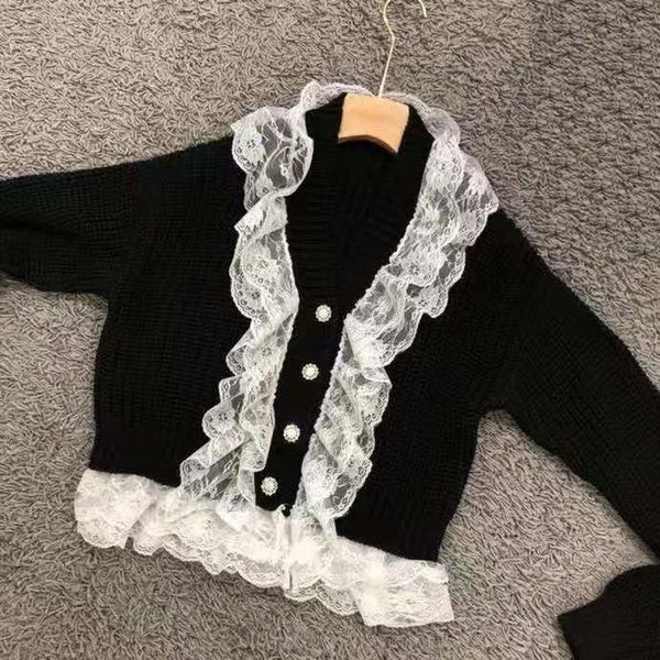 women's knits & tees sweater cardigans 2021 autumn winter style women v-neck white ruffle lace patchwork long sleeve black knit
women's knits & tees sweater cardigans 2021 autumn winter style women v-neck white ruffle lace patchwork long sleeve black knit