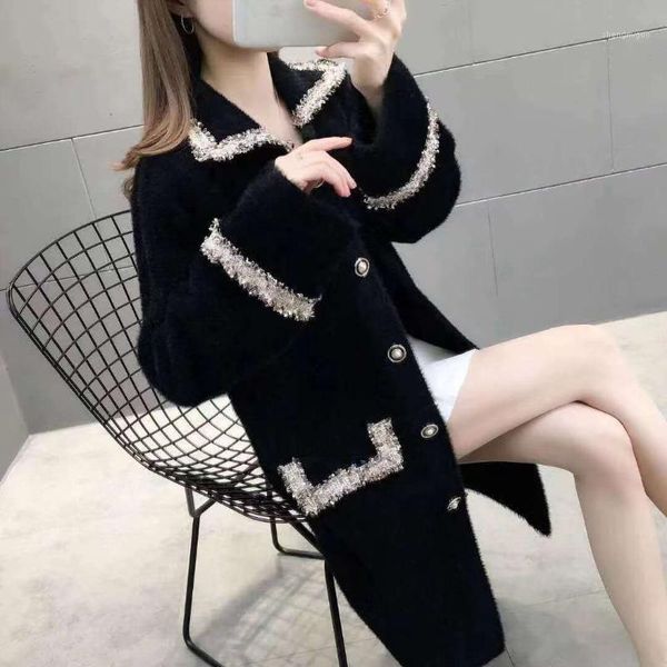 imitation mink jacket women fashion autumn and winter loose thick mid-length small fragrant sweater cardigan tide women's wool & blends, Black
imitation mink jacket women fashion autumn and winter loose thick mid-length small fragrant sweater cardigan tide women's wool & blends, Black