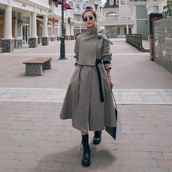 women's trench coats windbreaker spring autumn long korean fashion big size ladies cloak loose lapel casual high-end coat female, Tan;black
women's trench coats windbreaker spring autumn long korean fashion big size ladies cloak loose lapel casual high-end coat female, Tan;black