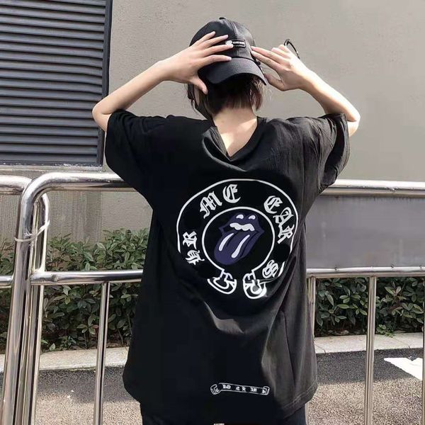 high 2021 summer new fashion tongue printing simple korean version leisure comfortable loose couple short sleeves, White
high 2021 summer new fashion tongue printing simple korean version leisure comfortable loose couple short sleeves, White