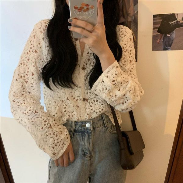 alien kitty hollow out full sleeves hook flowers 2021 stylish cardigans thin women new lace sweet korean lady chic blouses, White
alien kitty hollow out full sleeves hook flowers 2021 stylish cardigans thin women new lace sweet korean lady chic blouses, White
