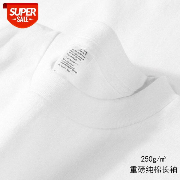 250g japanese heavyweight pure cotton solid color long-sleeved t-shirt for men and women loose white combed men's bottoming shirt #ut9l, White;black
250g japanese heavyweight pure cotton solid color long-sleeved t-shirt for men and women loose white combed men's bottoming shirt #ut9l, White;black