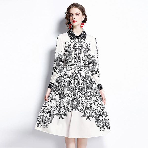 casual dresses big size fall 2021 vintage print midi dress with long sleeves and lapels to slim the waist femme, Black;gray
casual dresses big size fall 2021 vintage print midi dress with long sleeves and lapels to slim the waist femme, Black;gray