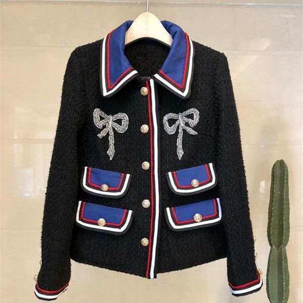 autumn winter runways chic women's tweed coat elegant pockets jackets for women c2291, Black;brown
autumn winter runways chic women's tweed coat elegant pockets jackets for women c2291, Black;brown