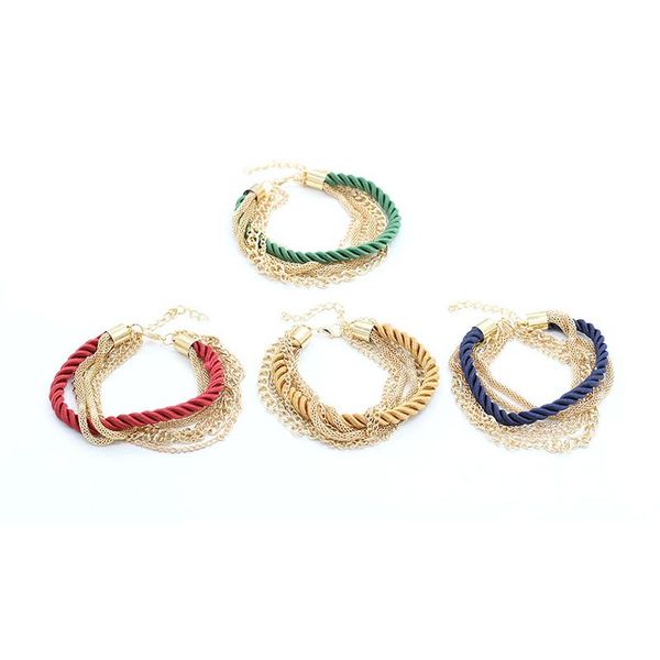 link, chain 6 colors braided rope many different patterns golden chains braceletes for women, Black
link, chain 6 colors braided rope many different patterns golden chains braceletes for women, Black