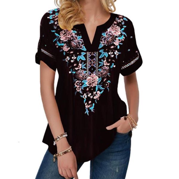 elegant women floral print contrast piping summer t shirt short sleeve notch neck ethnic flower print shirts 5xl casual tees, White
elegant women floral print contrast piping summer t shirt short sleeve notch neck ethnic flower print shirts 5xl casual tees, White