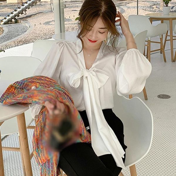 women's blouses & shirts v neck casual solid bow sweet loose long sleeve chiffon shirt blouse, White
women's blouses & shirts v neck casual solid bow sweet loose long sleeve chiffon shirt blouse, White