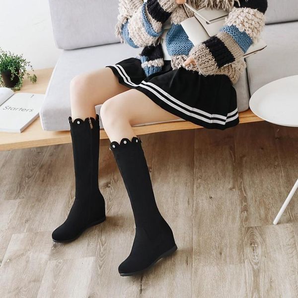 boots 2021 autumn winter women's middle tube high wave edge rhinestone sweet student slope heel small knight, Black
boots 2021 autumn winter women's middle tube high wave edge rhinestone sweet student slope heel small knight, Black