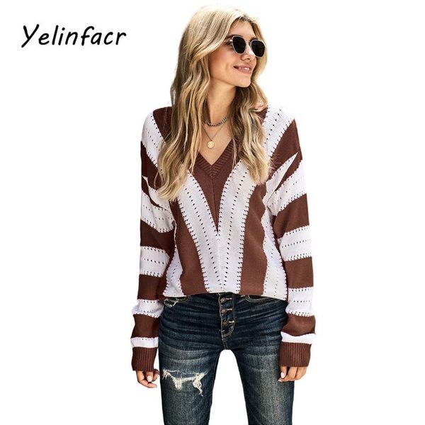 yelinfacr sweater women european and american autumn and winter striped contrast long-sleeved deep v-neck knitted sweater female, White;black
yelinfacr sweater women european and american autumn and winter striped contrast long-sleeved deep v-neck knitted sweater female, White;black