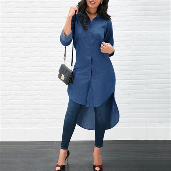 women's blouses & shirts spring women long sleeve blouse short lapels ladies denim shirt solid color button female, White
women's blouses & shirts spring women long sleeve blouse short lapels ladies denim shirt solid color button female, White