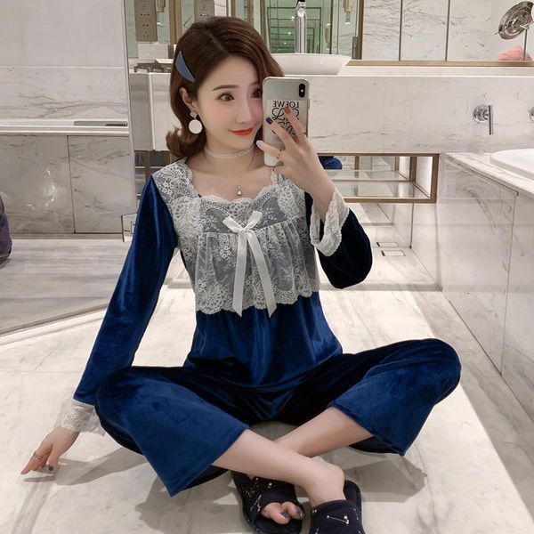 sleepwear 2020 women's pajamas autumn and winter warm pajamas set ladies lace pajamas home service 2pieces, Black;red
sleepwear 2020 women's pajamas autumn and winter warm pajamas set ladies lace pajamas home service 2pieces, Black;red
