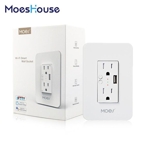 smart home control wifi wall power outlets plug with 2 usb socket life/tuya app remote anywhere work alexa google
smart home control wifi wall power outlets plug with 2 usb socket life/tuya app remote anywhere work alexa google