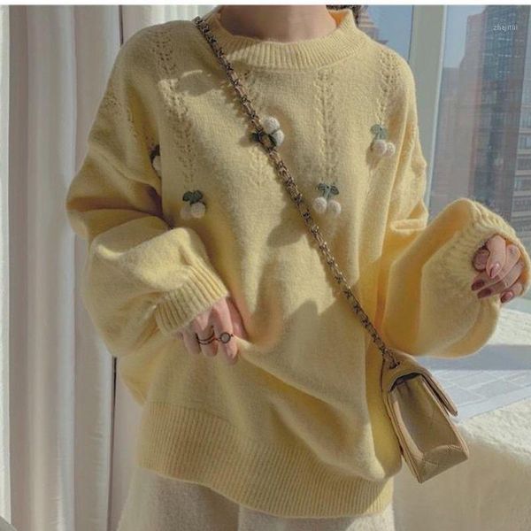 women's sweaters women fashion o neck female cherry soft pullovers knitted long sleeve jumper casual knitwear 2021 spring fall, White;black
women's sweaters women fashion o neck female cherry soft pullovers knitted long sleeve jumper casual knitwear 2021 spring fall, White;black