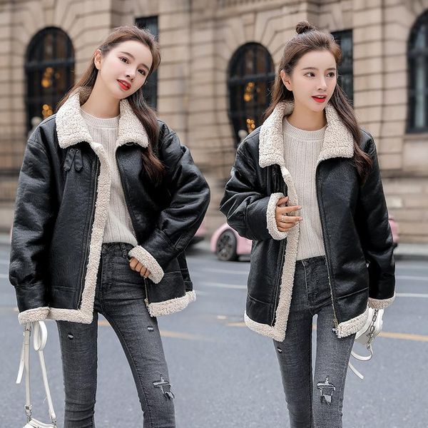 2021 winter lambskin coats women warm faux leather fur coats bf style long sleeve lining leather biker jacket casaco feminino, Black
2021 winter lambskin coats women warm faux leather fur coats bf style long sleeve lining leather biker jacket casaco feminino, Black