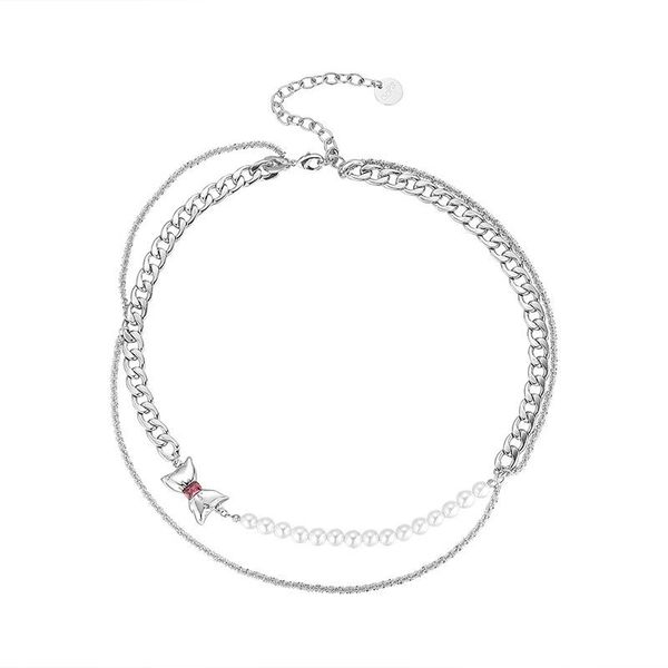 pendant necklaces double-decorative chain bow knot necklace choker multi-layered, Silver
pendant necklaces double-decorative chain bow knot necklace choker multi-layered, Silver