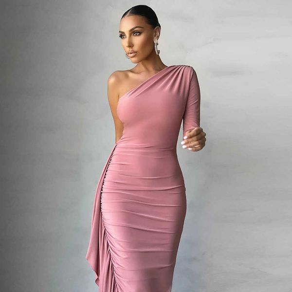 elegant pink midi dress women long-sleeved one-shoulder ruffled bodycon club female evening party vestidos fashion 210527, Black;gray
elegant pink midi dress women long-sleeved one-shoulder ruffled bodycon club female evening party vestidos fashion 210527, Black;gray