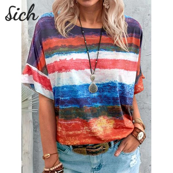 women's t-shirt summer women striped casual oversized short sleeve o-neck tie dye color contrast shirt loose plus size streetwear, White
women's t-shirt summer women striped casual oversized short sleeve o-neck tie dye color contrast shirt loose plus size streetwear, White