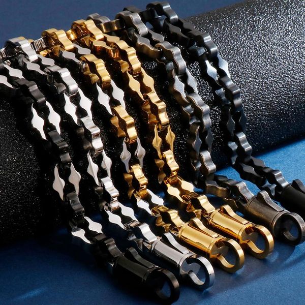 link, chain men's gold plated black 316l stainless steel punk style mechanical ripple bracelets hip hop homme armband party jewelry gif
link, chain men's gold plated black 316l stainless steel punk style mechanical ripple bracelets hip hop homme armband party jewelry gif