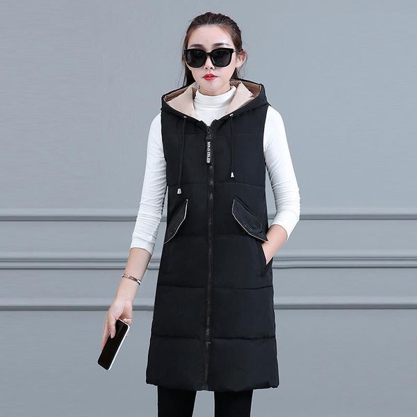 women's vests sustan padded hooded vest women zipper tank black contrast color pockets waistcoats warm winter long grey jackets, Black;white
women's vests sustan padded hooded vest women zipper tank black contrast color pockets waistcoats warm winter long grey jackets, Black;white