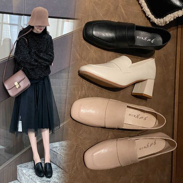 spring single sho women's thick heel style square head high british small versatile one foot pedal lefu
spring single sho women's thick heel style square head high british small versatile one foot pedal lefu