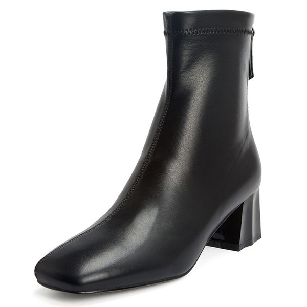 the first layer of back zip heel thick elastic exquisite little square head tpr sole genuine women's leather boots bcnr, Black
the first layer of back zip heel thick elastic exquisite little square head tpr sole genuine women's leather boots bcnr, Black