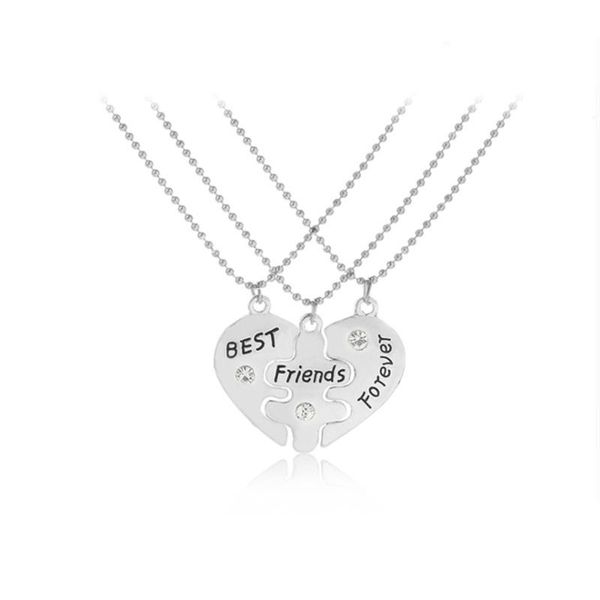 pendant necklaces friends bff forever valentine heart 3 pc necklace with shiny crystal on puzzle pendants, Silver
pendant necklaces friends bff forever valentine heart 3 pc necklace with shiny crystal on puzzle pendants, Silver