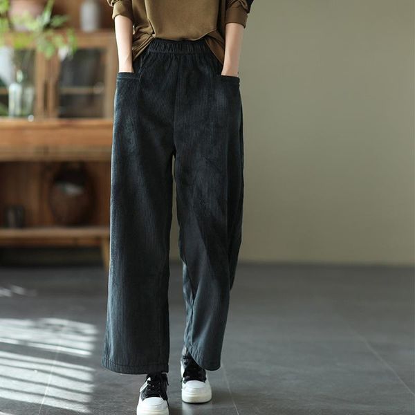 women's pants & capris women 2021 autumn winter fleece warm trousers ladies elastic waist loose casual retro wide leg, Black;white
women's pants & capris women 2021 autumn winter fleece warm trousers ladies elastic waist loose casual retro wide leg, Black;white