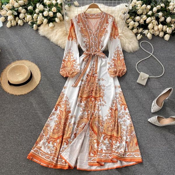 casual dresses vintage printed boho dress women's summer robe lantern sleeve v-neck single breasted elegant bandage long female vestido, Black;gray
casual dresses vintage printed boho dress women's summer robe lantern sleeve v-neck single breasted elegant bandage long female vestido, Black;gray