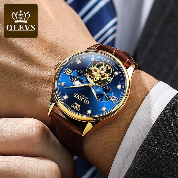 olevs mark men automatic mechanical watches waterproof stainless steel tape, Slivery;brown
olevs mark men automatic mechanical watches waterproof stainless steel tape, Slivery;brown