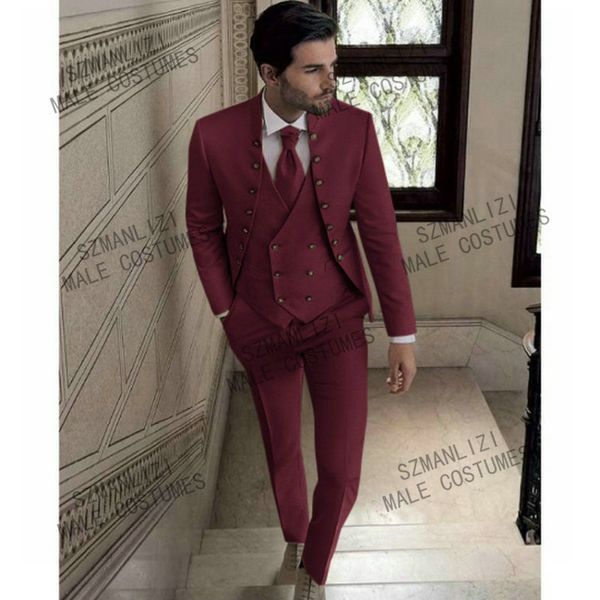 new arrival formal burgundy men's suits for wedding groom tuxedo business stand collar 3 pieces terno slim fit prom party suits, Black;gray
new arrival formal burgundy men's suits for wedding groom tuxedo business stand collar 3 pieces terno slim fit prom party suits, Black;gray