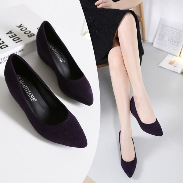 dress shoes spring and autumn versatile wedge heel pointed professional work, Black
dress shoes spring and autumn versatile wedge heel pointed professional work, Black