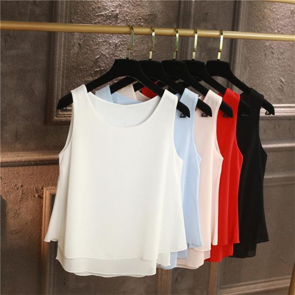 women's blouses & shirts lady summer streetwear women chiffon tank o neck solid vest casual loose office simple tanks, White
women's blouses & shirts lady summer streetwear women chiffon tank o neck solid vest casual loose office simple tanks, White