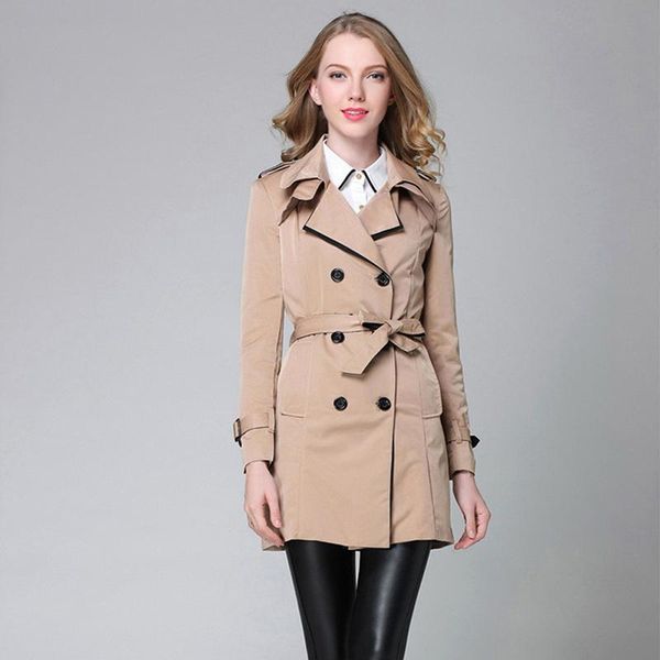 women's trench coats spring autumn fashion windbreaker mid-length double-breasted color matching with belt coat lapel abrigos z793, Tan;black
women's trench coats spring autumn fashion windbreaker mid-length double-breasted color matching with belt coat lapel abrigos z793, Tan;black