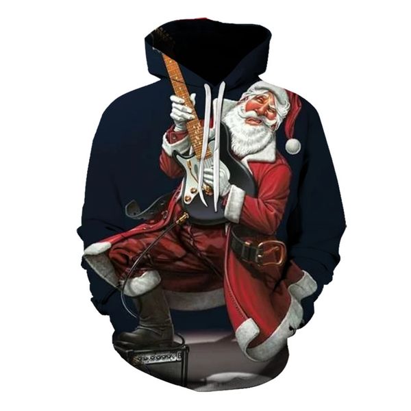 men's christmas pattern of the old man playing guitar 3d printing long-sleeved hooded sweater, White;black
men's christmas pattern of the old man playing guitar 3d printing long-sleeved hooded sweater, White;black