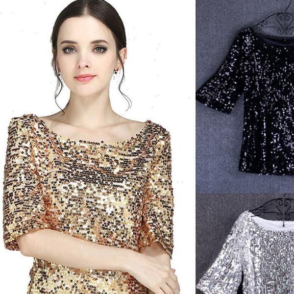 party blouse gold sliver sequins clubwear short sleeved blouses lady loose tee shirts female, White 
party blouse gold sliver sequins clubwear short sleeved blouses lady loose tee shirts female, White