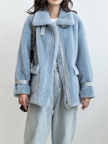 women's wool & blends autumn winter sheep shearing jacket women fashion real lamb fur coat ladies warm overcoat female outwear, Black
women's wool & blends autumn winter sheep shearing jacket women fashion real lamb fur coat ladies warm overcoat female outwear, Black