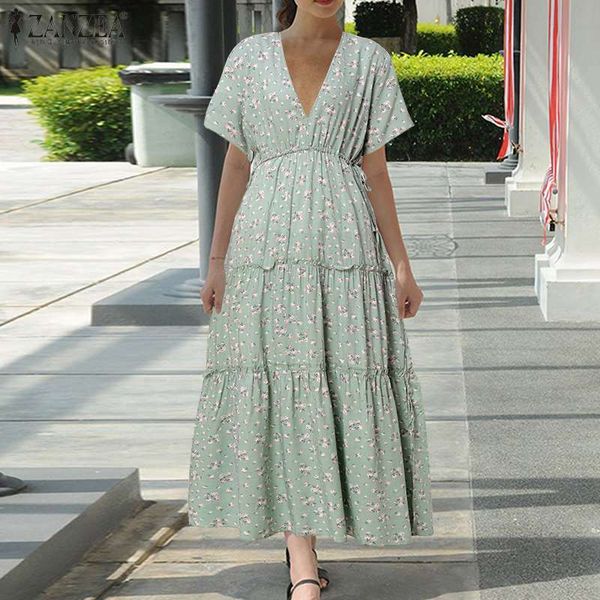 2021 new zanzea women summer v neck short sleeve midi bohemian floral printed party holiday sun casual ruffles beach vestidos wf4t, Black;gray
2021 new zanzea women summer v neck short sleeve midi bohemian floral printed party holiday sun casual ruffles beach vestidos wf4t, Black;gray
