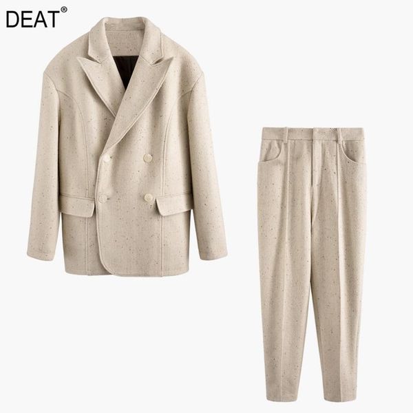 two piece dress deat 2021 winter fashion real shoot women clothing woolen blazer double breasted pocket and full length pants wj91112l, White
two piece dress deat 2021 winter fashion real shoot women clothing woolen blazer double breasted pocket and full length pants wj91112l, White
